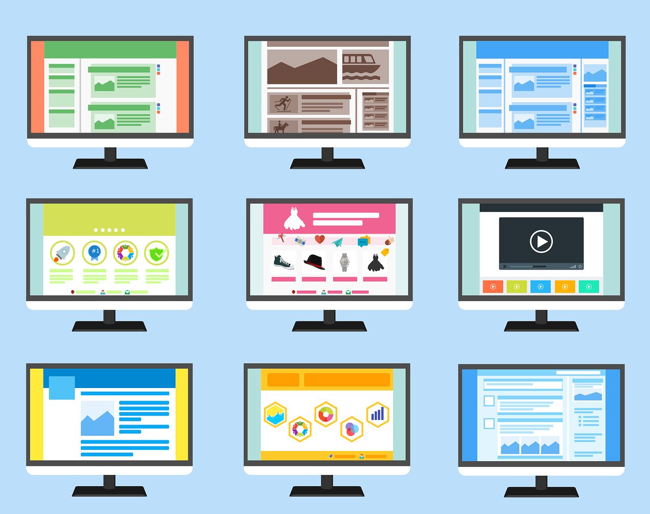 what makes a website user-friendly - graphic showing different website layouts