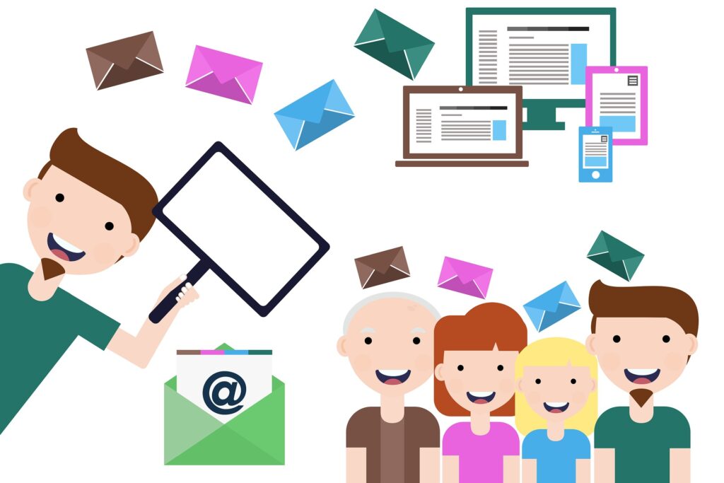 A small business owner is sending his list an email.