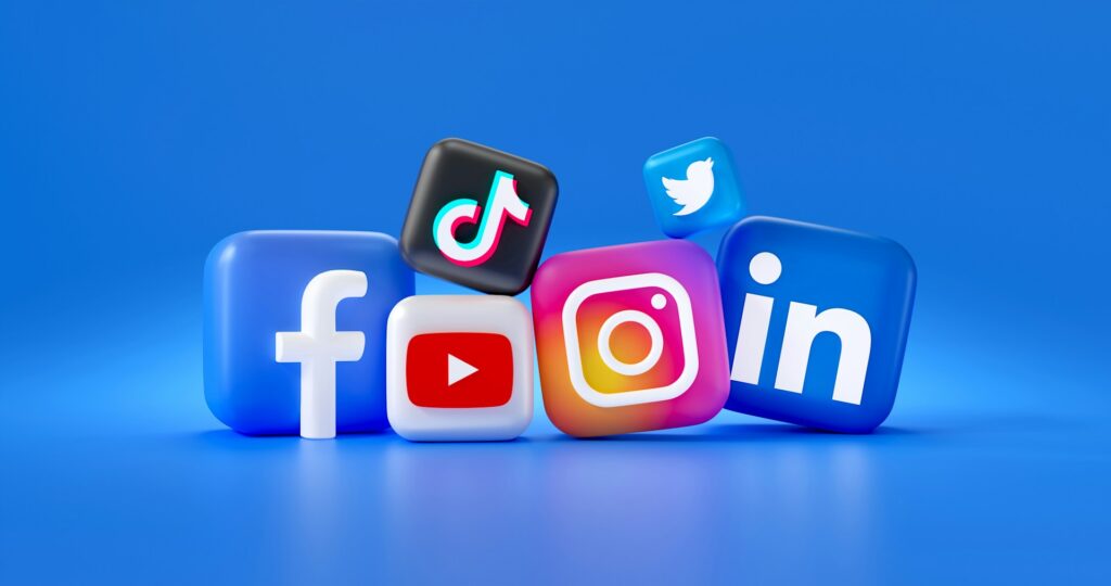 Several different logos of different social media platforms.